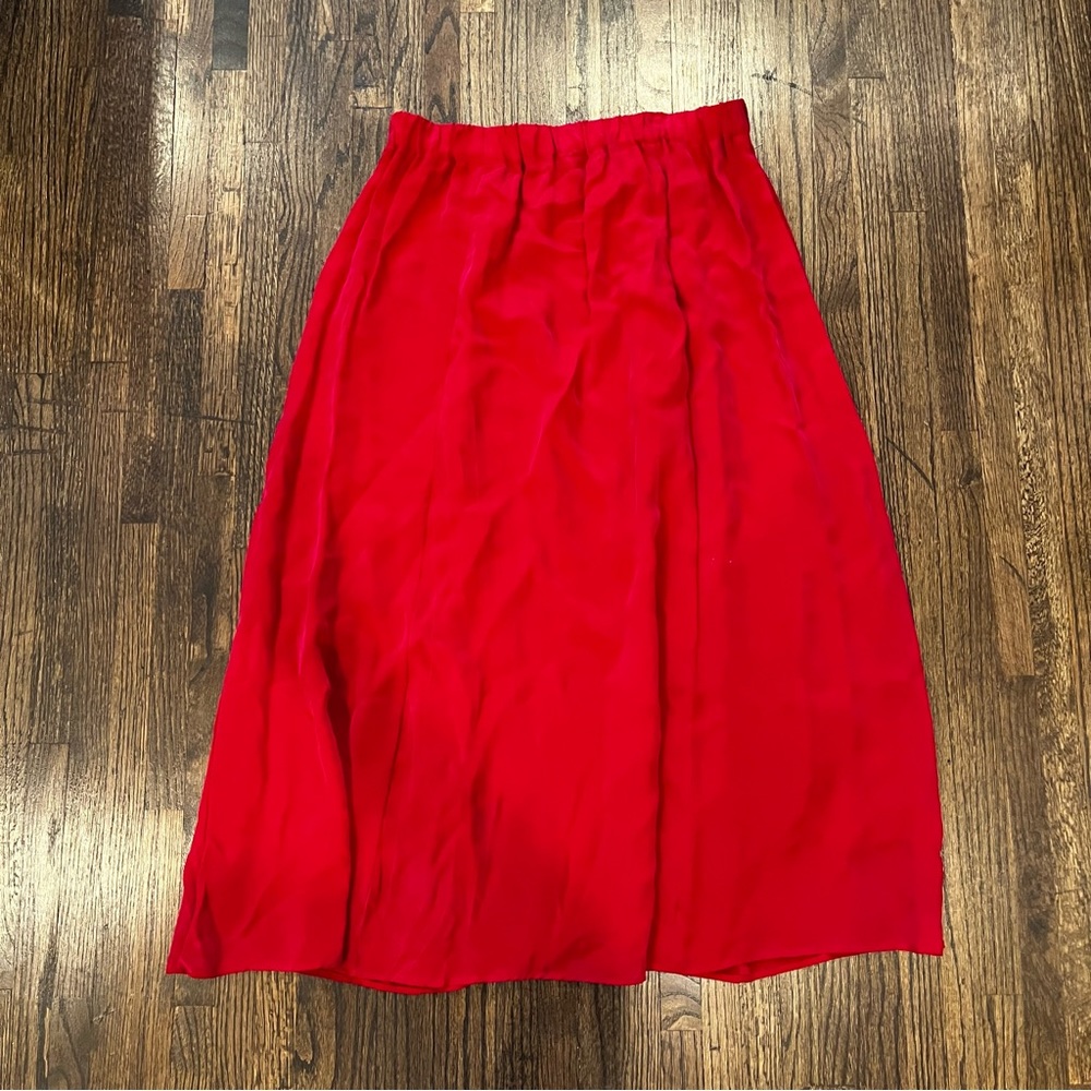 Coldwater Creek Red 100% Rayon Elastic Waist maxi skirt